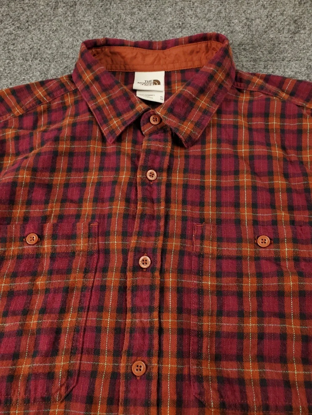 The North Face Arroyo Lightweight Flannel Shirt Mens XL Button Up Orange Pink